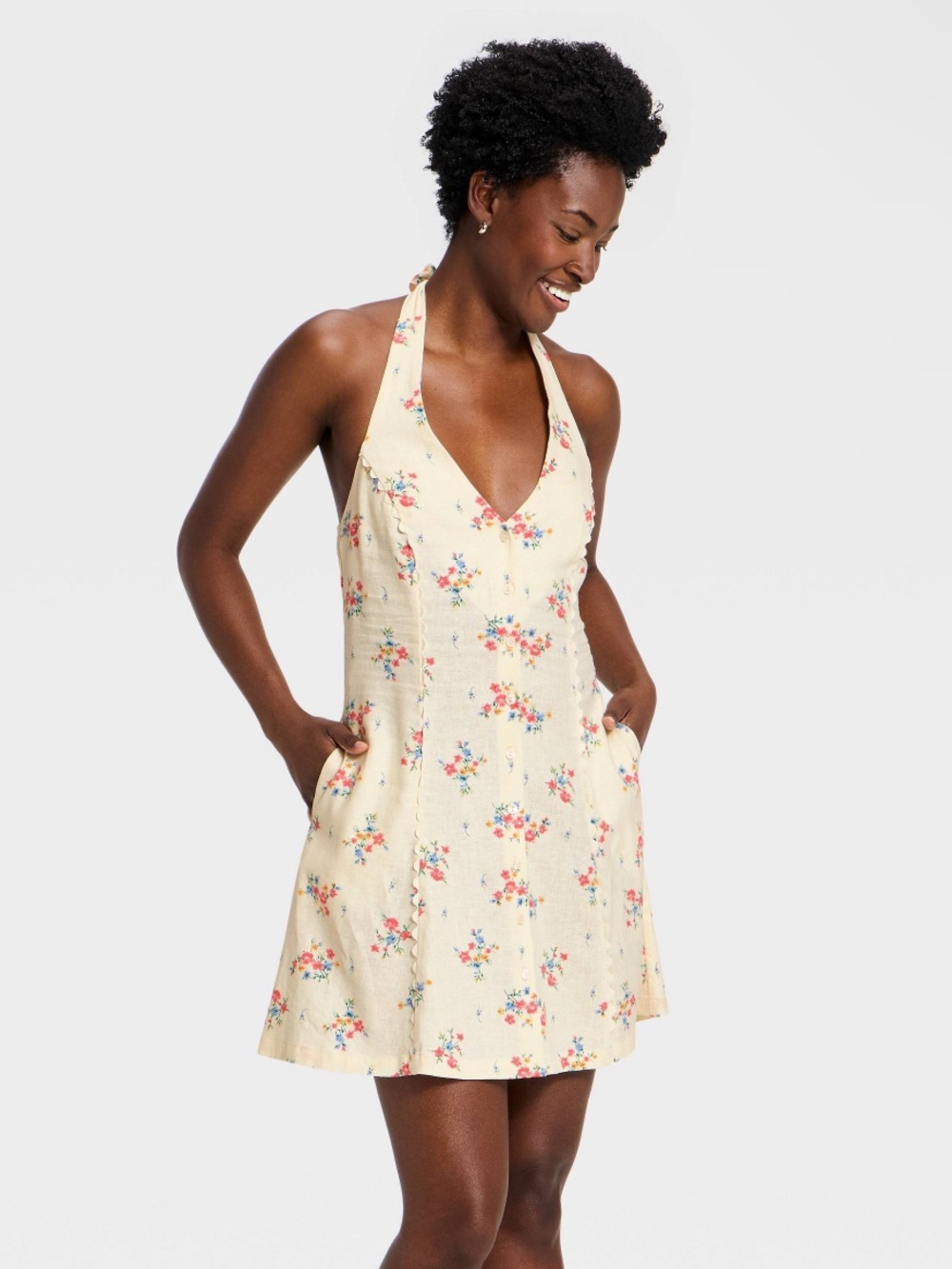NWT Universal Thread Floral Mini Sundress Cream - Medium